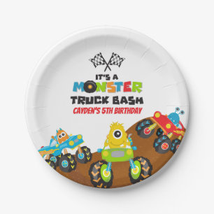 Monster Truck monsters birthday Paper Plate