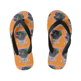 monster truck mud bogger kid's flip flops