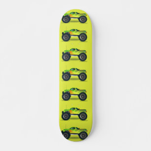 Monster truck on lime green skateboard