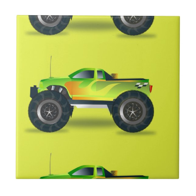 Monster truck on lime green tile (Front)
