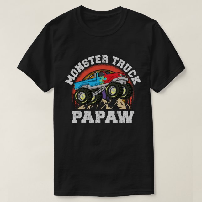 Monster Truck Papaw Matching Family Grandpa T-Shirt (Design Front)
