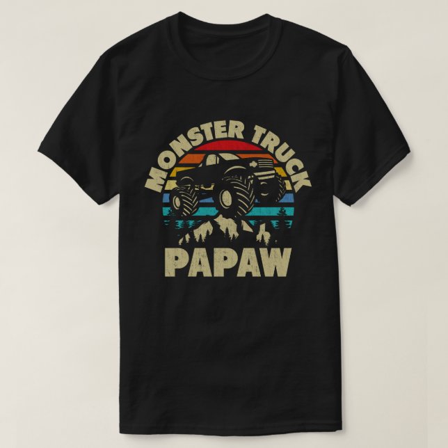 Monster Truck Papaw Matching Family Grandpa T-Shirt (Design Front)