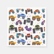 Monster Truck Paper Napkins, Truck Birthday Party