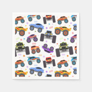 Monster Truck Paper Napkins, Truck Birthday Party Napkin