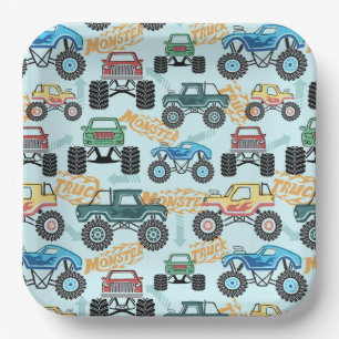 Monster Truck Paper Plates, Boy Birthday Party Plate