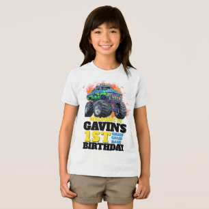 Monster Truck Personalised Birthday Party Tri-Blend Shirt