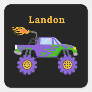 Monster Truck Personalised Name Cool Square Sticker