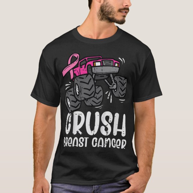 Monster Truck Pink Breast Cancer Awareness Kids T-Shirt (Front)