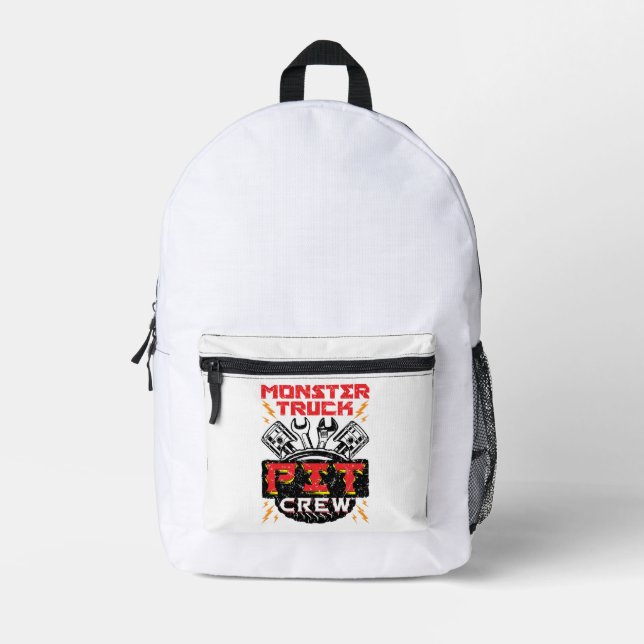 Monster Truck Pit Crew Printed Backpack (Front)
