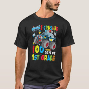 Monster Truck Police Car 100 Days Of School 1st Gr T-Shirt