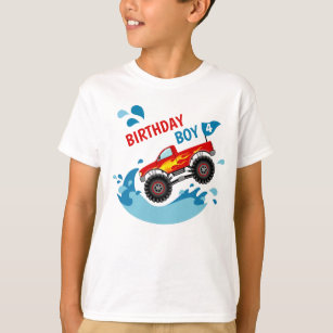 Monster Truck Pool Party Birthday Boy T-Shirt
