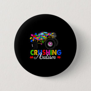 Monster truck puzzle pieces crushing autism 6 cm round badge
