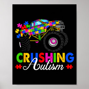 Monster truck puzzle pieces crushing autism poster