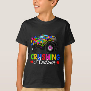 Monster truck puzzle pieces crushing autism T-Shirt