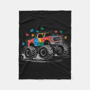 Monster Truck Puzzles Cute Autism Awareness Puzzle Fleece Blanket