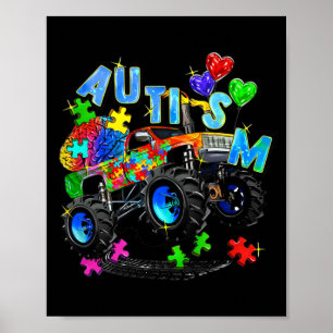 Monster Truck Puzzles Cute Kids Autism Awareness A Poster