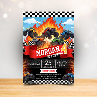 Monster Truck Racing Birthday Invitation