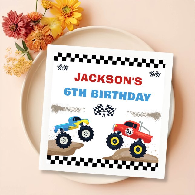 Monster Truck Racing Birthday Party Napkin (Creator Uploaded)