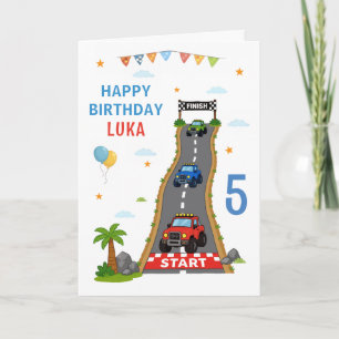 Monster Truck Racing Track Happy Birthday Card