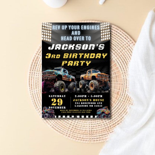 Monster Truck Rally Themed Boys Birthday Party  Invitation (Creator Uploaded)