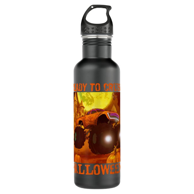 Monster truck Ready to Crush Halloween Costume Boy 710 Ml Water Bottle (Front)
