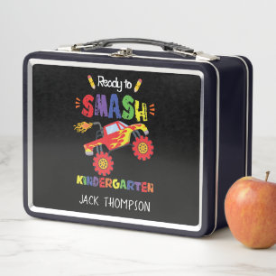 Monster Truck Ready to Smash Kindergarten Metal Lunch Box