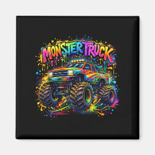 Monster truck retro colourful graffiti toddlers magnet