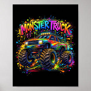 Monster truck retro colourful graffiti toddlers poster