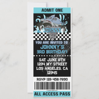 Monster Truck Shark Invite