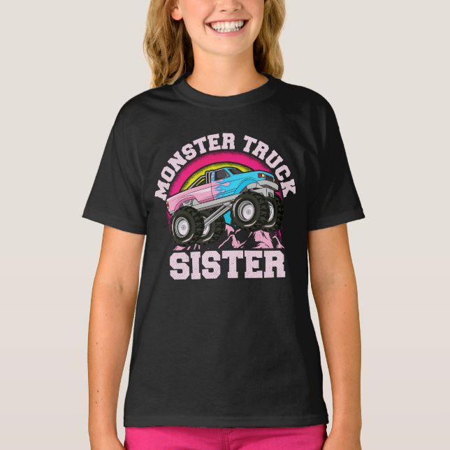 Monster Truck Sister Matching Family Monster Truck T-Shirt (Front)