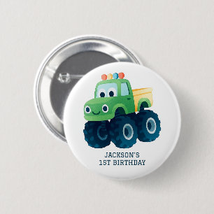 Monster Truck Smash and Crash Birthday  6 Cm Round Badge