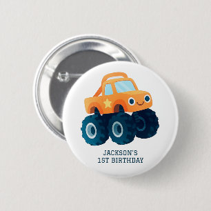 Monster Truck Smash and Crash Birthday  6 Cm Round Badge
