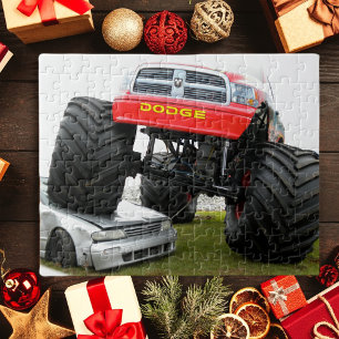 Monster Truck Smashing Car Jigsaw Puzzle