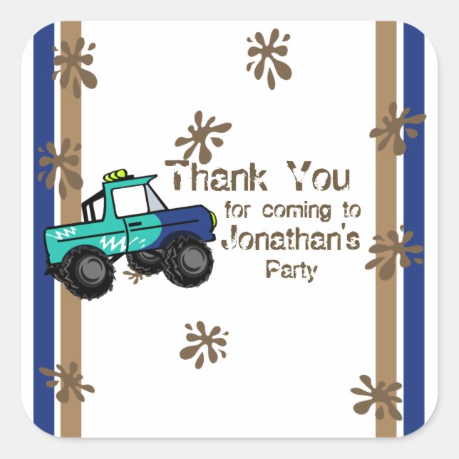 Monster Truck Square Sticker (Front)