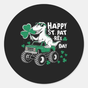 Monster Truck St Patricks Day Dinosaur Happy St Pa Classic Round Sticker