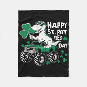 Monster Truck St Patricks Day Dinosaur Happy St Pa Fleece Blanket