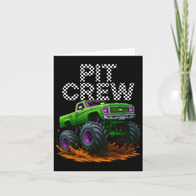 Monster Truck T Crew Family Matching Birthday Part Card (Front)
