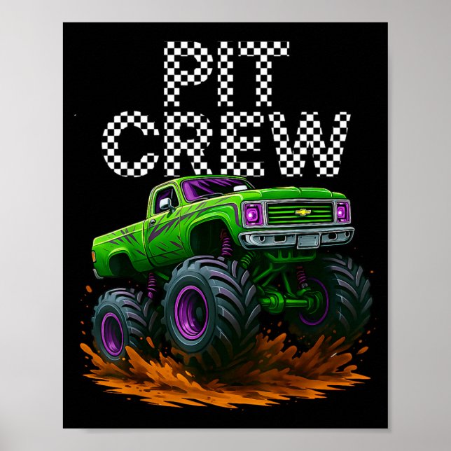 Monster Truck T Crew Family Matching Birthday Part Poster (Front)