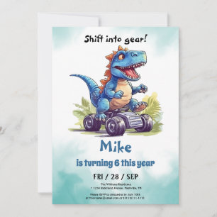 Monster Truck T-Rex boy Birthday  Invitation