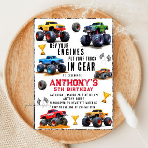 Monster Truck Team Birthday Party Invitation