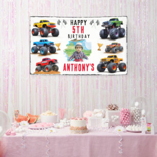 Monster Truck Team Birthday Party Invitation Banner