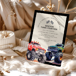 Monster Truck Themed Birthday Party Invitation