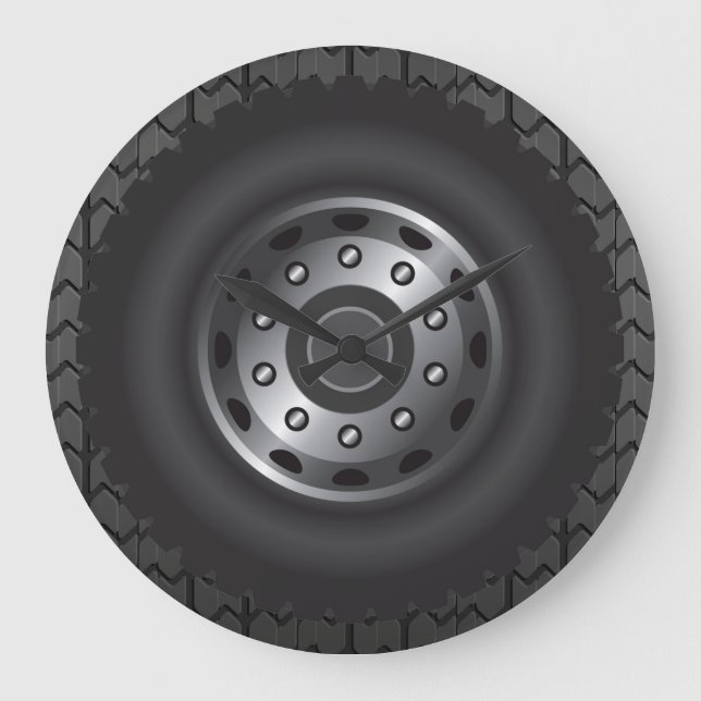MONSTER Truck Tires #1 Large Clock (Front)