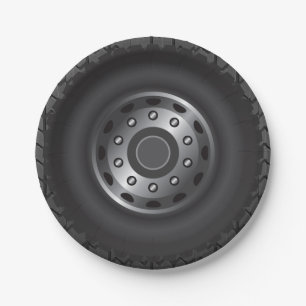 MONSTER Truck Tires #1 Paper Plate
