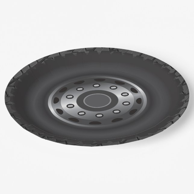 MONSTER Truck Tires #1 Paper Plate (Angled)