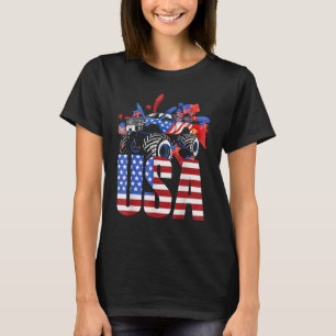 Monster Truck Toddler Boys USA American Flag July T-Shirt