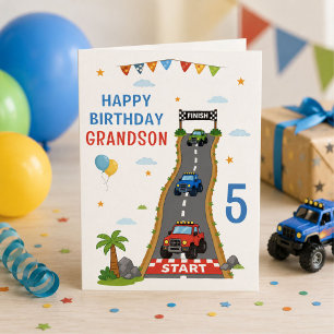 Monster Truck Track Happy Birthday Grandson Card
