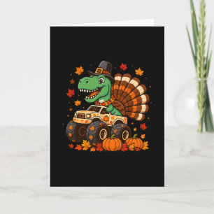 Monster Truck Trex Dinosaur Turkey Fall Thanksgivi Card