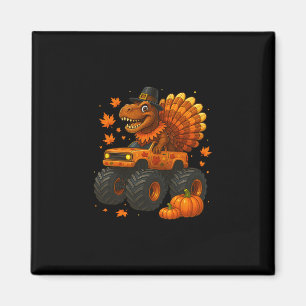 Monster Truck Trex Dinosaur Turkey Fall Thanksgivi Magnet
