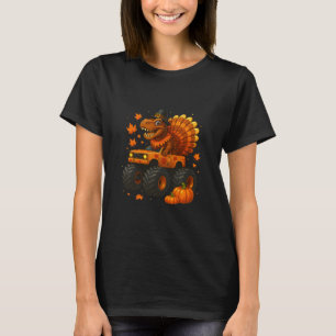 Monster Truck Trex Dinosaur Turkey Fall Thanksgivi T-Shirt